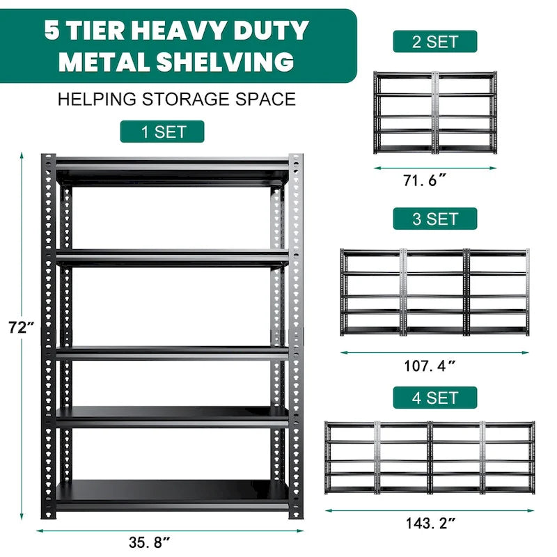 Étagères métalliques, rayonnage de garage robuste, paquet de 3