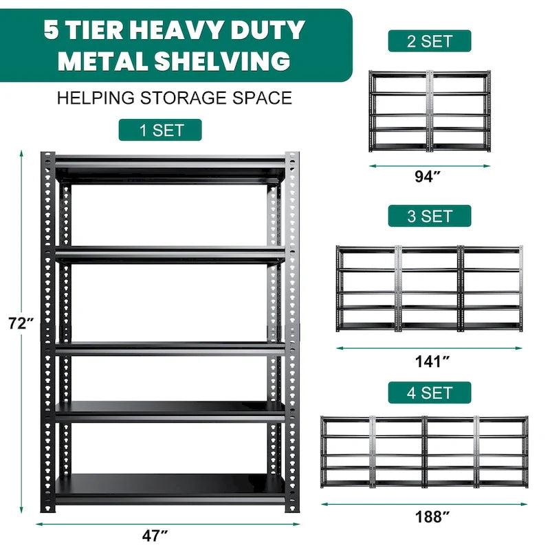Étagères métalliques, rayonnage de garage robuste, paquet de 3