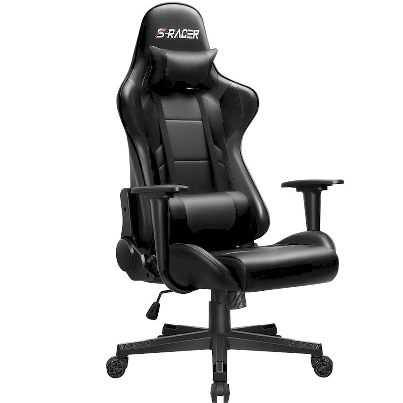 Fauteuil de bureau gaming ergonomique en similicuir réglable pivotant