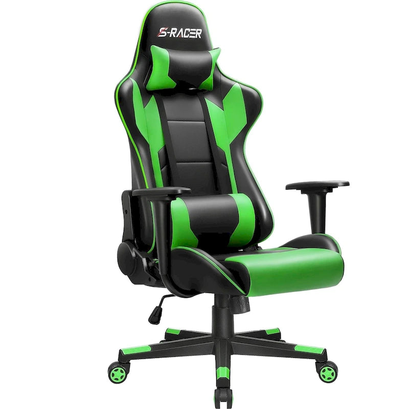 Fauteuil de bureau gaming ergonomique en similicuir réglable pivotant