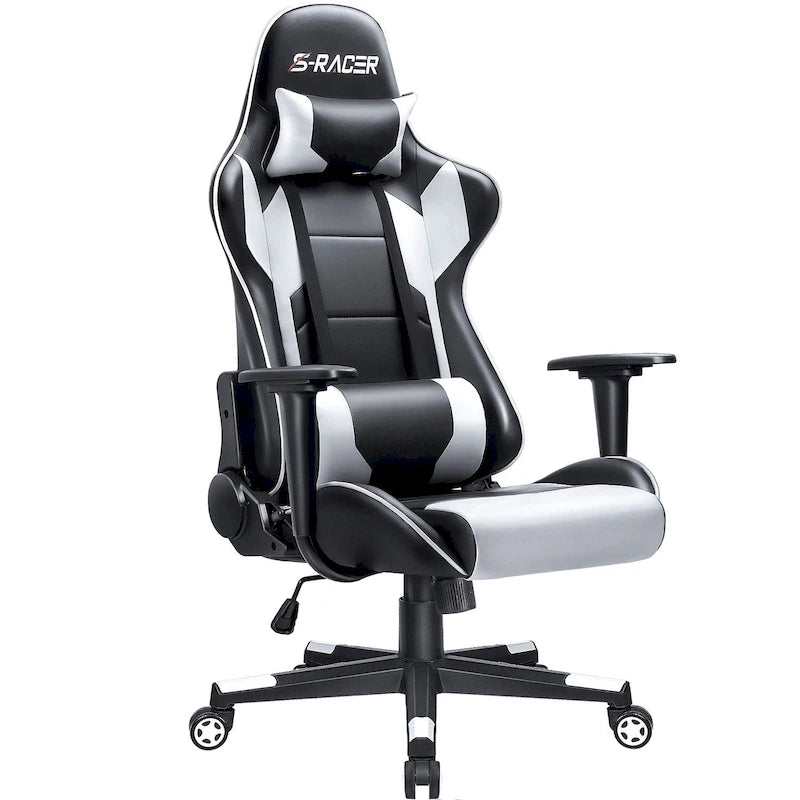 Fauteuil de bureau gaming ergonomique en similicuir réglable pivotant