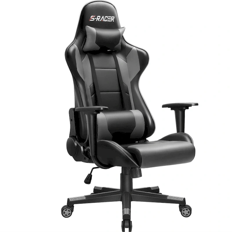 Fauteuil de bureau gaming ergonomique en similicuir réglable pivotant