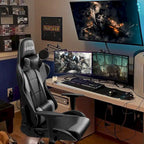 Fauteuil de bureau gaming ergonomique en similicuir réglable pivotant