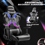 Fauteuil de bureau gaming ergonomique en similicuir réglable pivotant