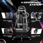 Fauteuil de bureau gaming ergonomique en similicuir réglable pivotant