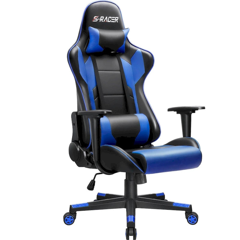 Fauteuil de bureau gaming ergonomique en similicuir réglable pivotant