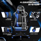 Fauteuil de bureau gaming ergonomique en similicuir réglable pivotant