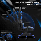 Fauteuil de bureau gaming ergonomique en similicuir réglable pivotant