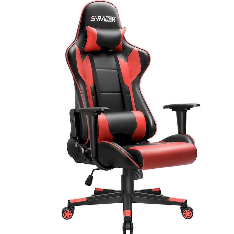 Fauteuil de bureau gaming ergonomique en similicuir réglable pivotant