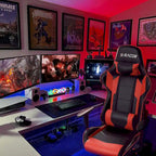 Fauteuil de bureau gaming ergonomique en similicuir réglable pivotant