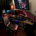 Fauteuil de bureau gaming ergonomique en similicuir réglable pivotant