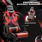 Fauteuil de bureau gaming ergonomique en similicuir réglable pivotant
