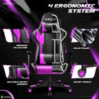 Fauteuil de bureau gaming ergonomique en similicuir réglable pivotant