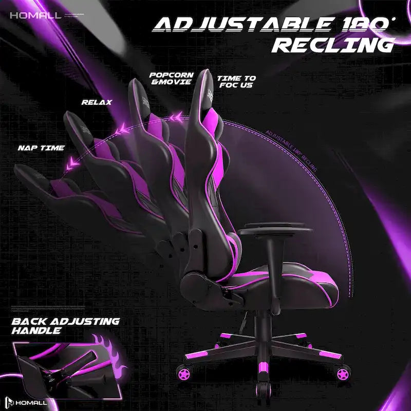 Fauteuil de bureau gaming ergonomique en similicuir réglable pivotant