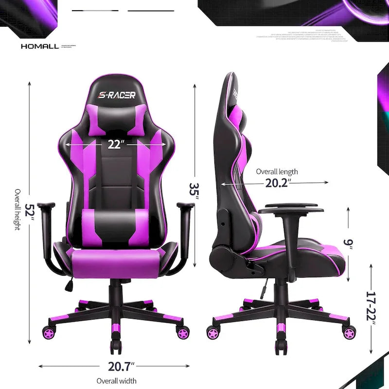 Fauteuil de bureau gaming ergonomique en similicuir réglable pivotant