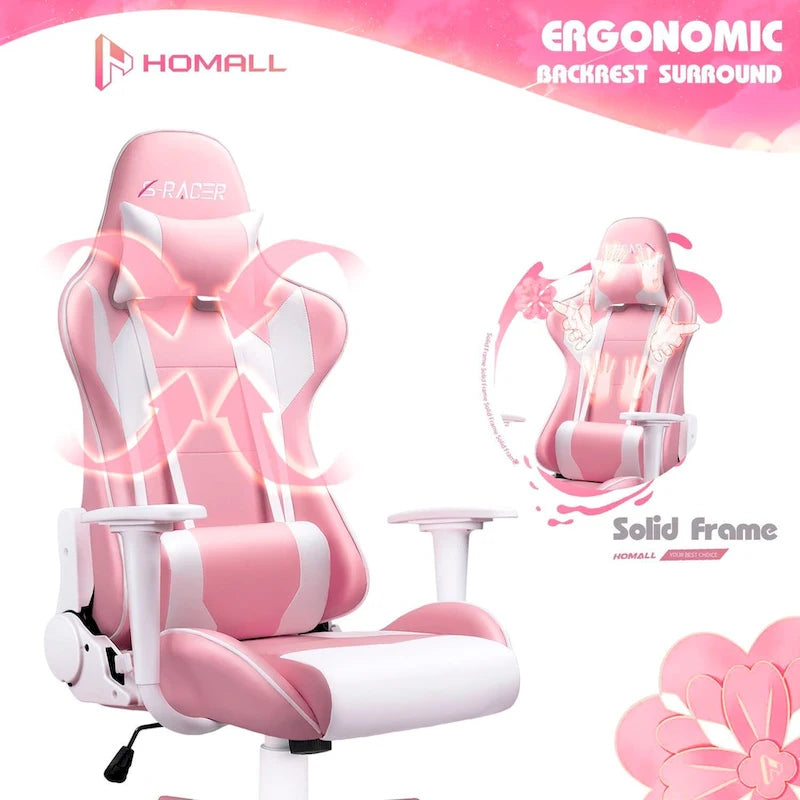 Fauteuil de bureau gaming ergonomique en similicuir réglable pivotant