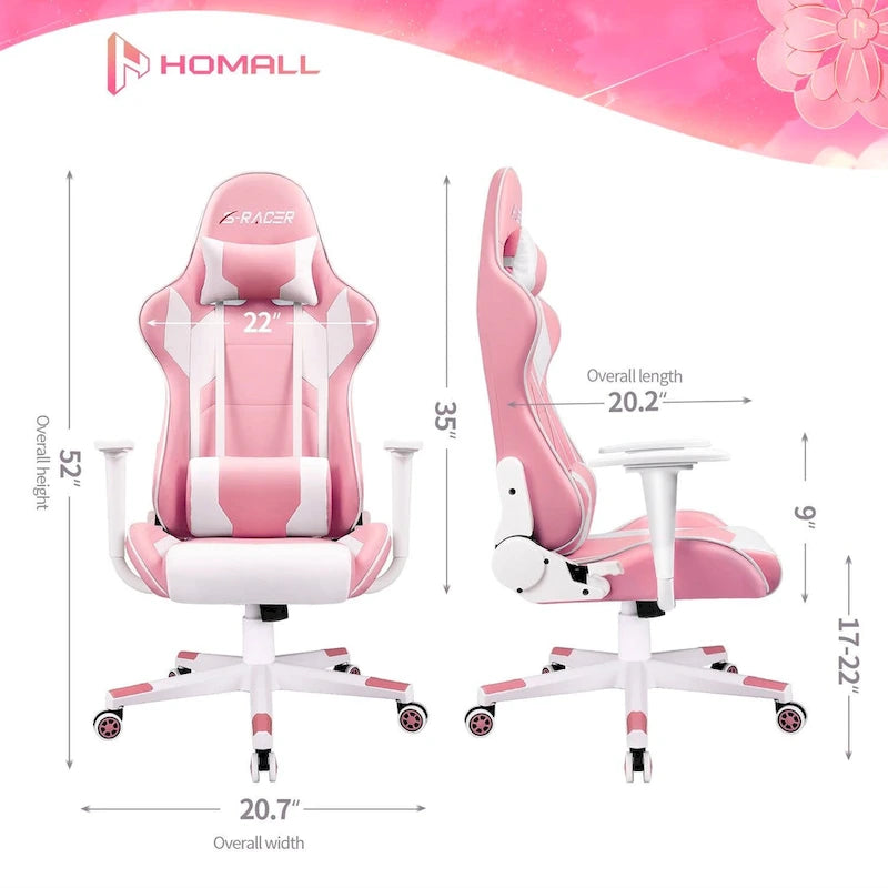 Fauteuil de bureau gaming ergonomique en similicuir réglable pivotant
