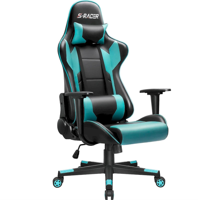 Fauteuil de bureau gaming ergonomique en similicuir réglable pivotant