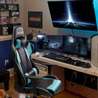 Fauteuil de bureau gaming ergonomique en similicuir réglable pivotant