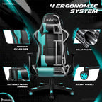 Fauteuil de bureau gaming ergonomique en similicuir réglable pivotant