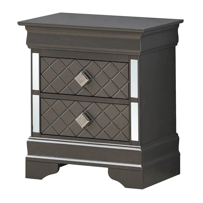 Table de chevet Verona en bois avec miroir et 2 tiroirs