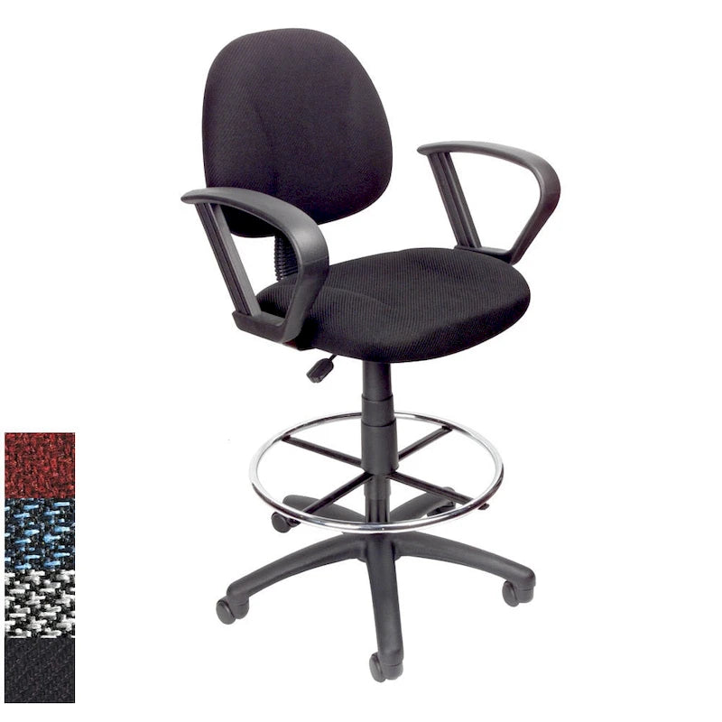   Adjustable Black Loop Arm Drafting Stool with Wheel Casters
