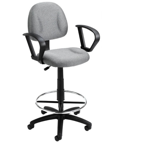 Tabouret de dessinateur noir réglable avec accoudoirs en boucle et roulettes