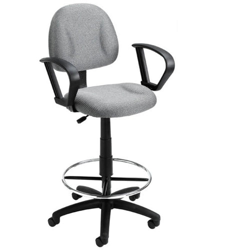 Tabouret de dessinateur noir réglable avec accoudoirs en boucle et roulettes