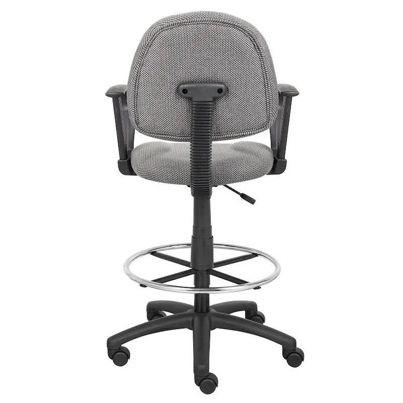 Tabouret de dessinateur noir réglable avec accoudoirs en boucle et roulettes