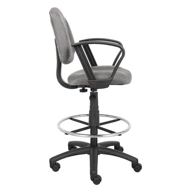 Tabouret de dessinateur noir réglable avec accoudoirs en boucle et roulettes