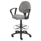 Tabouret de dessinateur noir réglable avec accoudoirs en boucle et roulettes