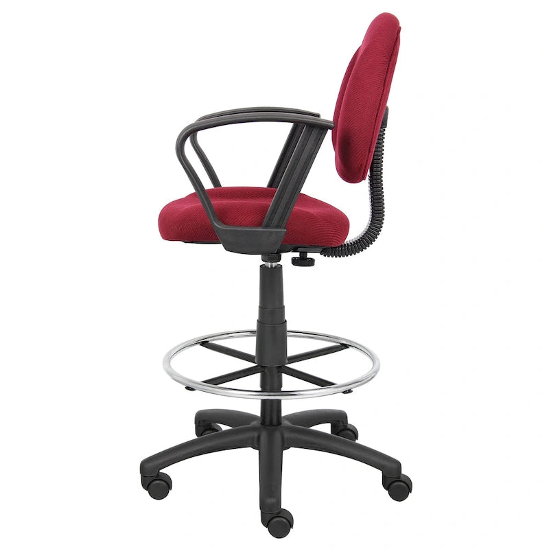 Tabouret de dessinateur noir réglable avec accoudoirs en boucle et roulettes