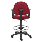 Tabouret de dessinateur noir réglable avec accoudoirs en boucle et roulettes