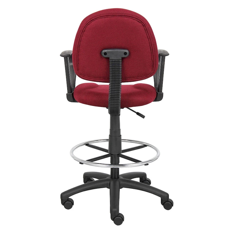 Tabouret de dessinateur noir réglable avec accoudoirs en boucle et roulettes