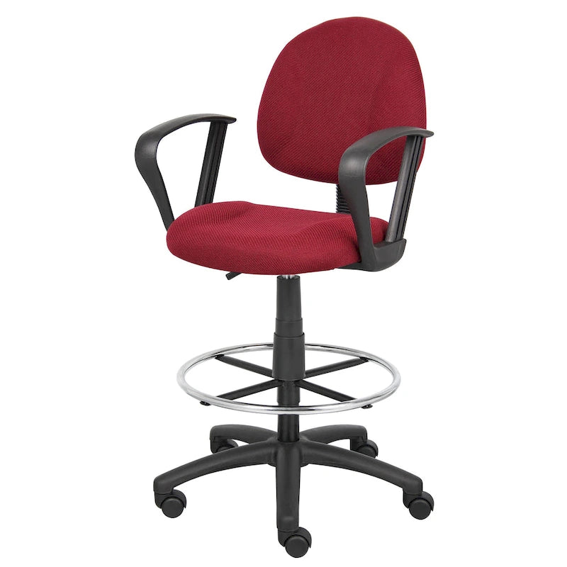 Tabouret de dessinateur noir réglable avec accoudoirs en boucle et roulettes