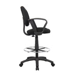 Tabouret de dessinateur noir réglable avec accoudoirs en boucle et roulettes