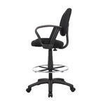 Tabouret de dessinateur noir réglable avec accoudoirs en boucle et roulettes