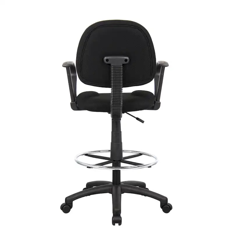 Tabouret de dessinateur noir réglable avec accoudoirs en boucle et roulettes