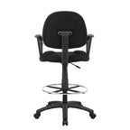 Tabouret de dessinateur noir réglable avec accoudoirs en boucle et roulettes