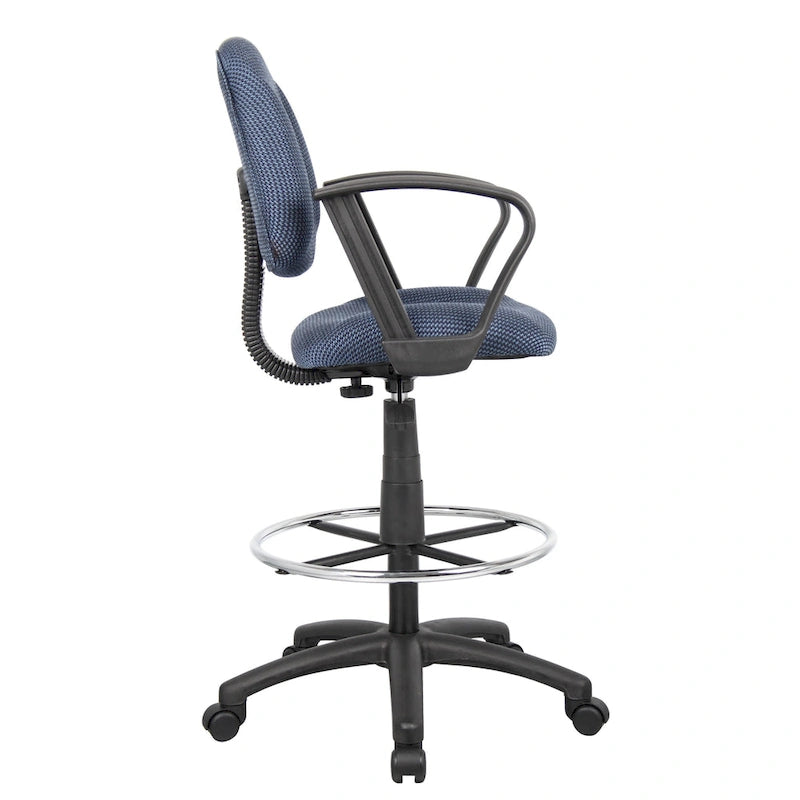 Tabouret de dessinateur noir réglable avec accoudoirs en boucle et roulettes