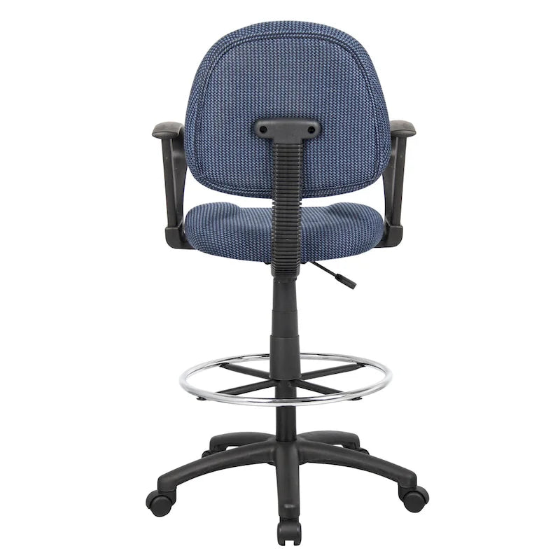 Tabouret de dessinateur noir réglable avec accoudoirs en boucle et roulettes