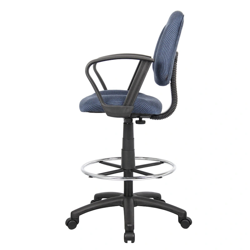 Tabouret de dessinateur noir réglable avec accoudoirs en boucle et roulettes