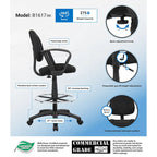Tabouret de dessinateur noir réglable avec accoudoirs en boucle et roulettes