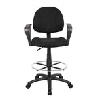 Tabouret de dessinateur noir réglable avec accoudoirs en boucle et roulettes