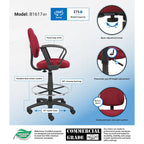 Tabouret de dessinateur noir réglable avec accoudoirs en boucle et roulettes