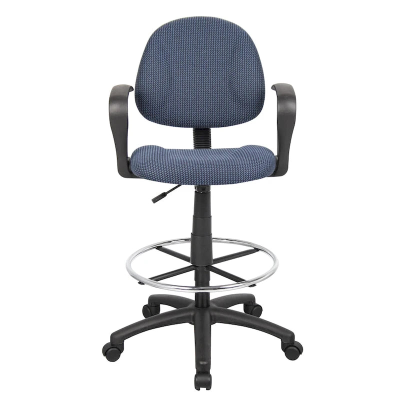 Tabouret de dessinateur noir réglable avec accoudoirs en boucle et roulettes