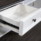 Bureau en L Allyson Park blanc brossé et anthracite