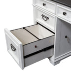 Bureau en L Allyson Park blanc brossé et anthracite