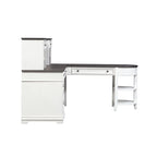 Bureau en L Allyson Park blanc brossé et anthracite