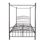 Cadre de lit baldaquin en métal avec tête et pied de lit de style européen orné, acier robuste, convient à votre matelas, montage facile.